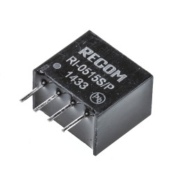 1 Tube of 42 - Recom RI DC-DC Converter, 15V dc/ 133mA Output, 4.5 - 5.5 V dc Input, 2W, Through Hole, +85°C Max Temp -40°C Min