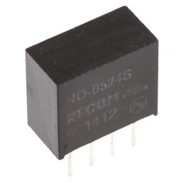 1 Tube of 42 - Recom RO DC-DC Converter, 24V dc/ 42mA Output, 4.5 - 5.5 V dc Input, 1W, Through Hole, +85°C Max Temp -40°C Min