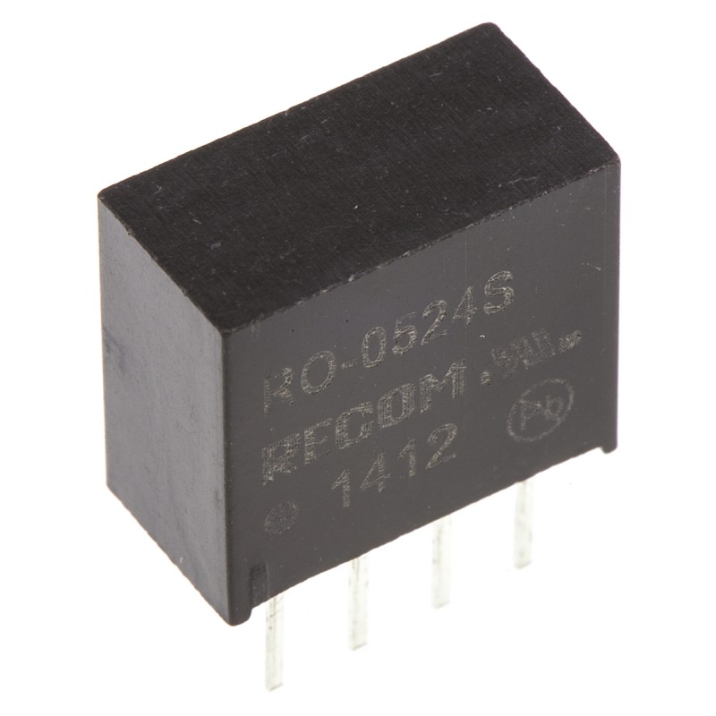 1 Tube of 42 - Recom RO DC-DC Converter, 24V dc/ 42mA Output, 4.5 - 5.5 V dc Input, 1W, Through Hole, +85°C Max Temp -40°C Min