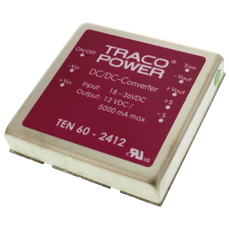 1 Tube of 5 - TRACOPOWER TEN 60 DC-DC Converter, 12V dc/ 5A Output, 18 - 36 V dc Input, 60W, Through Hole, +85°C Max Temp