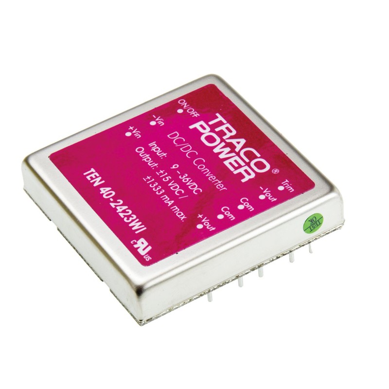 1 Tube of 5 - TRACOPOWER TEN 40WI DC-DC Converter, ±15V dc/ ±1.35A Output, 9 - 36 V dc Input, 40W, Through Hole, +85°C Max