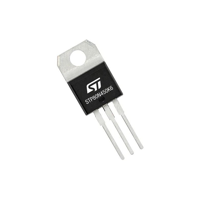 2 pcs - N-Channel MOSFET, 10 A, 3-Pin TO-220 STMicroelectronics STP80N450K6