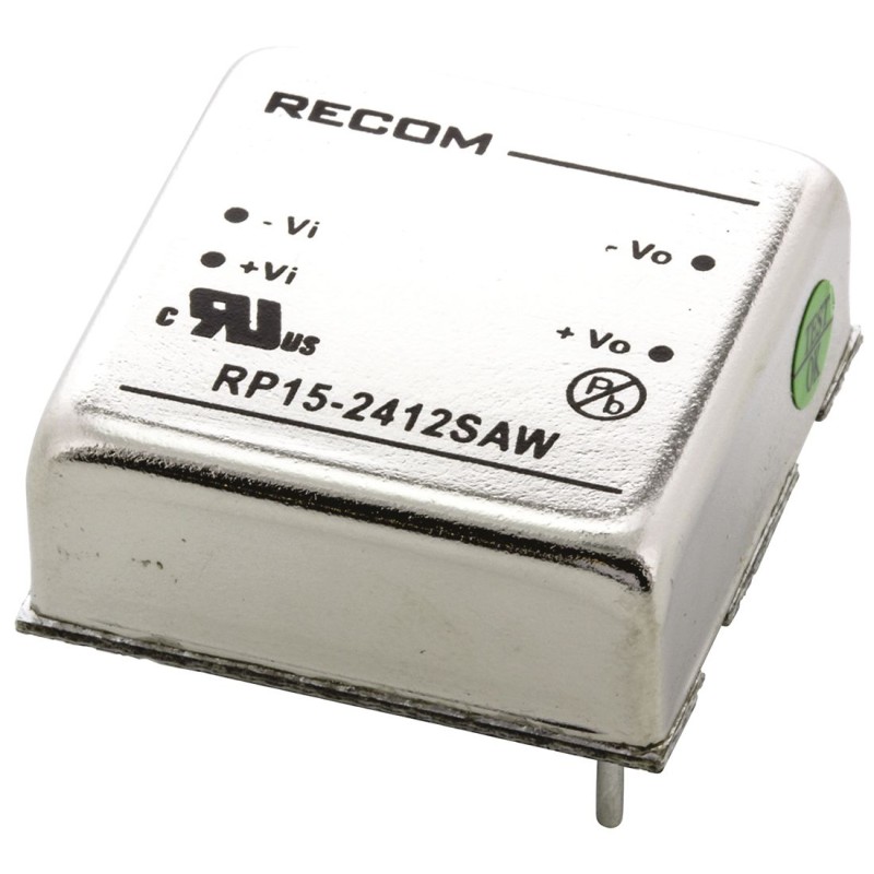 1 Tube of 8 - Recom RP15 AW DC-DC Converter, 12V dc/ 1.3A Output, 9 - 36 V dc Input, 15W, Through Hole, +85°C Max Temp -40°C