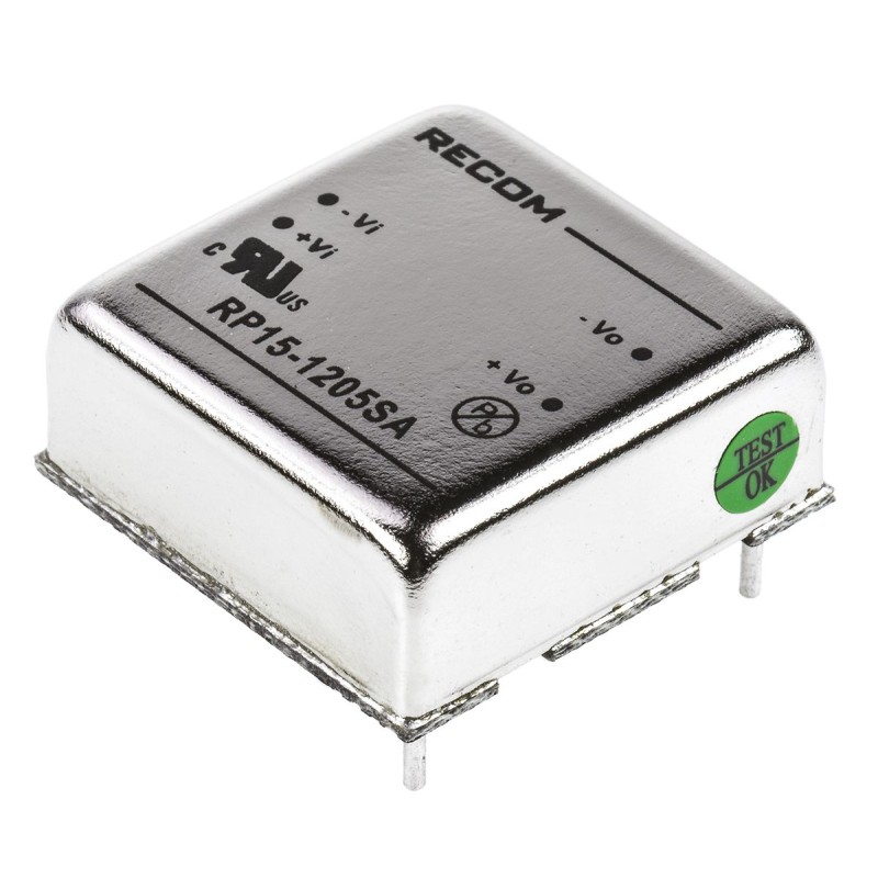 1 Tube of 8 - Recom RP15 A DC-DC Converter, 5V dc/ 3A Output, 9 - 18 V dc Input, 15W, Through Hole, +85°C Max Temp -40°C Min