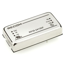 1 Tube of 9 - Recom RP20 F DC-DC Converter, ±15V dc/ ±667mA Output, 18 - 36 V dc Input, 20W, Through Hole, +85°C Max Temp