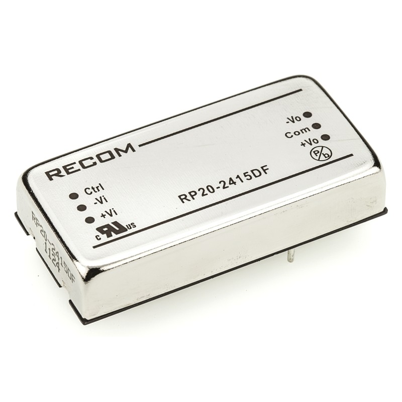 1 Tube of 9 - Recom RP20 F DC-DC Converter, ±15V dc/ ±667mA Output, 18 - 36 V dc Input, 20W, Through Hole, +85°C Max Temp