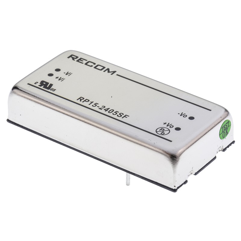 1 Tube of 9 - Recom RP15-F DC-DC Converter, 5V dc/ 3A Output, 18 - 36 V dc Input, 15W, Through Hole, +85°C Max Temp -40°C Min