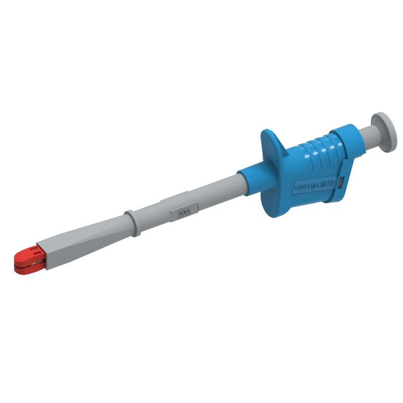 1 pcs - Electro PJP Alligator Clip, Nickel-Plated Steel Contact, 20A, Blue