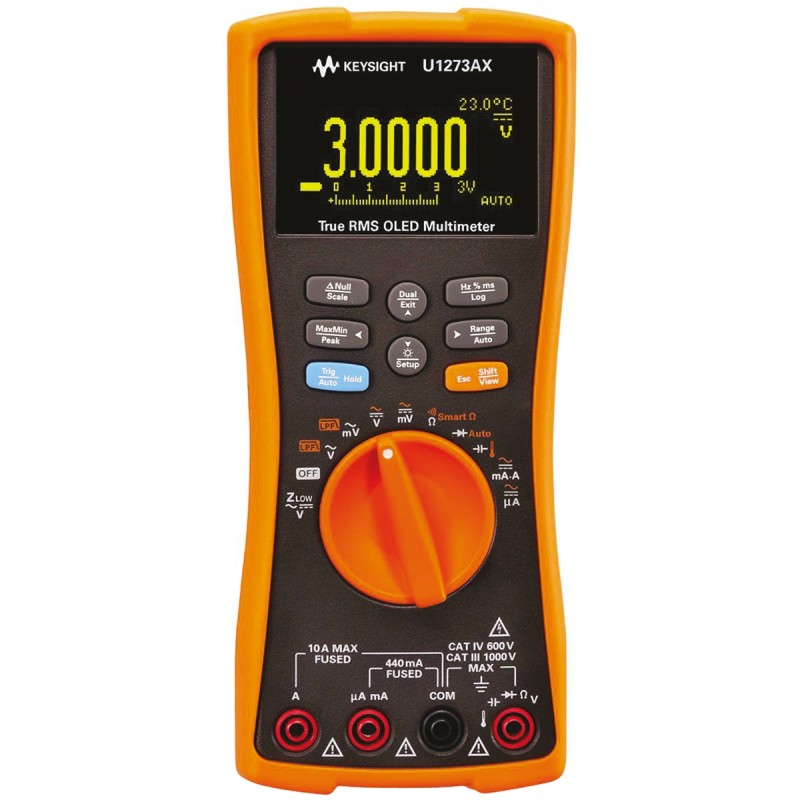 1 pcs - Keysight Technologies U1273A Handheld Digital Multimeter, True RMS, 10A ac Max, 10A dc Max, 1000V ac Max - RS Calibrated