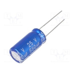 10 pcs x Jb Capacitors - JRG1E681M05001000200000B - Capacitor: electrolytic, THT, 680uF, 25VDC, Ø10x20mm, Pitch: 5mm