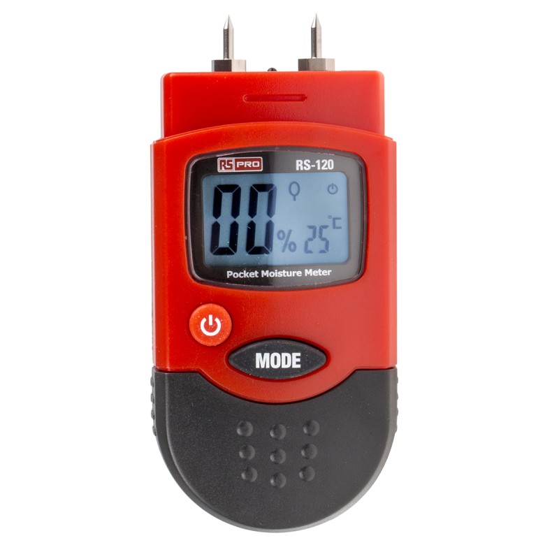 1 pcs - RS PRO RS-120 Moisture Meter, 0.2 - 2 %, 6 - 44 % RH Max, ±0.2 %, ±2 % Accuracy, Digital Display,