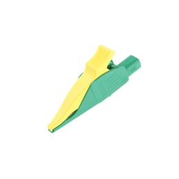 1 pcs - Staubli Crocodile Clip 4 mm Connection, Brass Contact, 32A, Green, Yellow