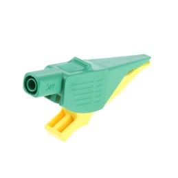 1 pcs - Staubli Crocodile Clip 4 mm Connection, Brass Contact, 32A, Green, Yellow