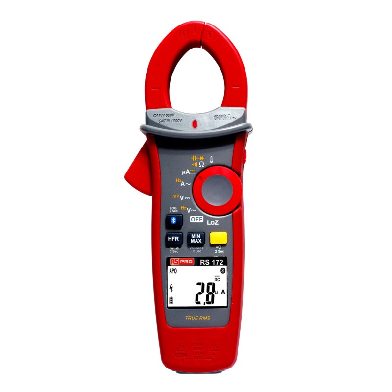 1 pcs - RS PRO Clamp Meter Bluetooth, Max Current 600A ac CAT III 1000V