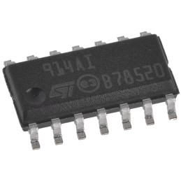5 pcs - TS914AID STMicroelectronics, Low Power, Op Amp, RRIO, 800kHz, 2.7 - 16 V, 14-Pin SOIC