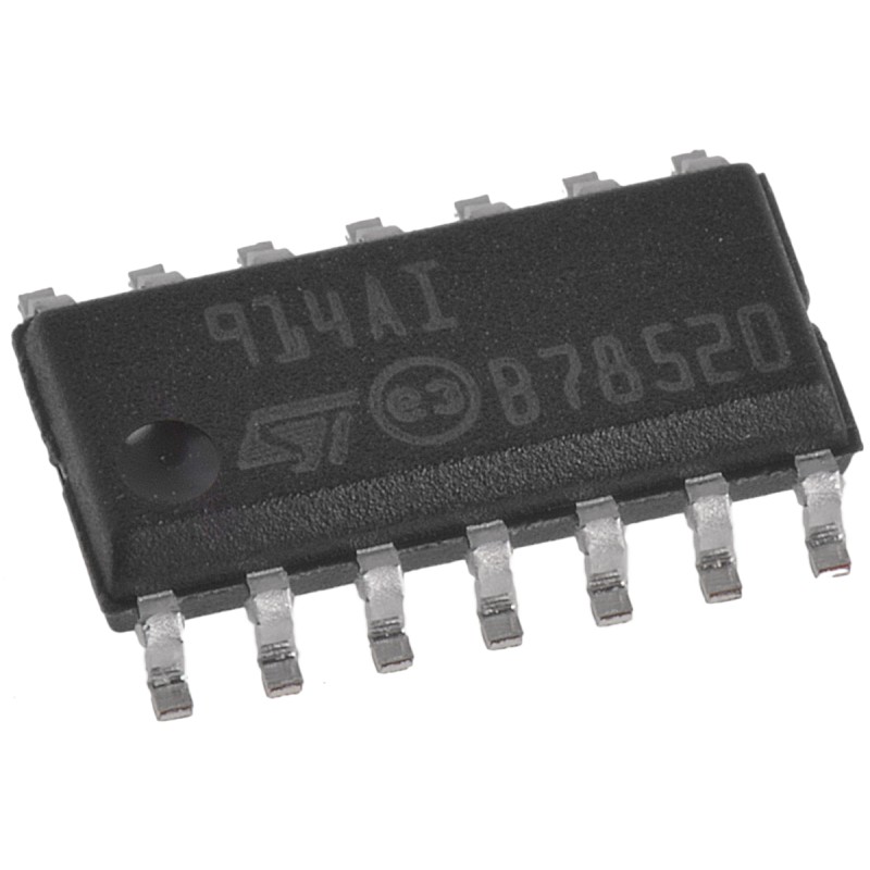 5 pcs - TS914AID STMicroelectronics, Low Power, Op Amp, RRIO, 800kHz, 2.7 - 16 V, 14-Pin SOIC