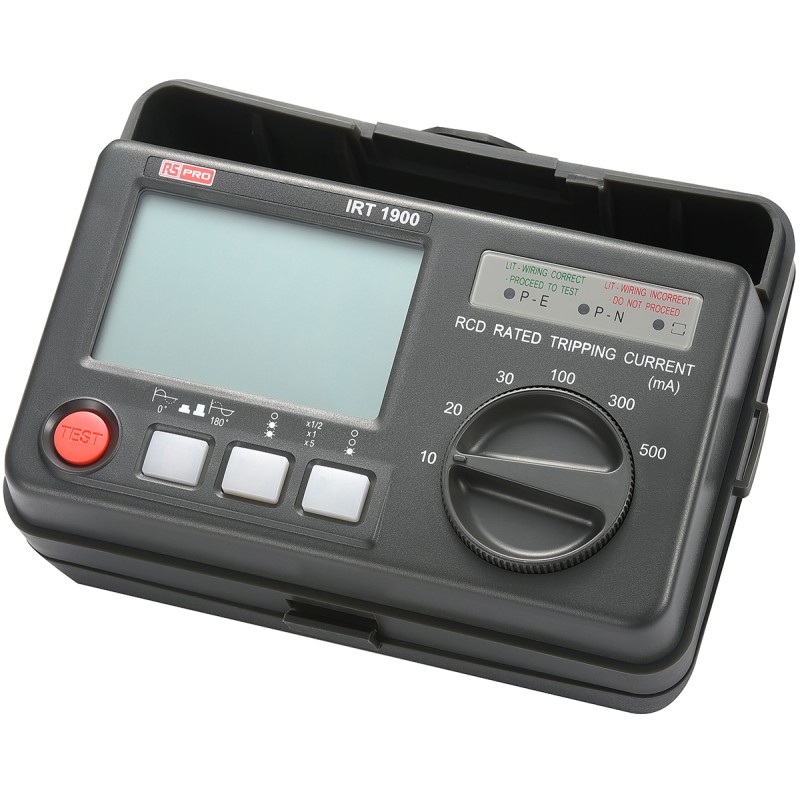 1 pcs - RS PRO Digital RCD Tester, RCD Test Type AC, RCD Test Current 10mA UKAS Calibration