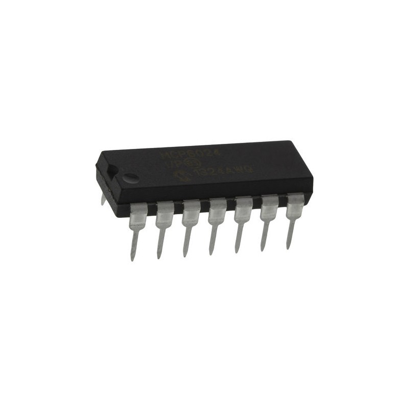 5 pcs - MCP6024-I/P Microchip, Precision, Op Amp, RRIO, 10MHz, 3 V, 5 V, 14-Pin PDIP