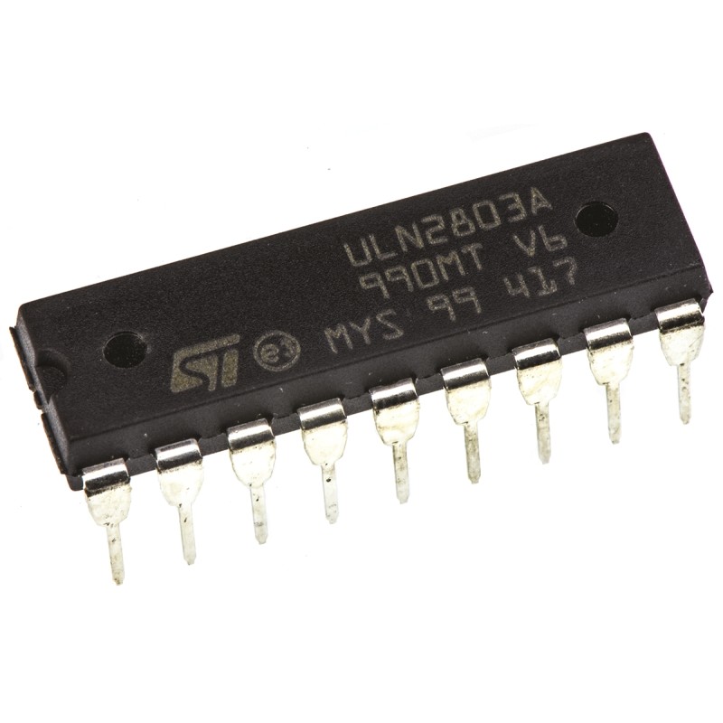 5 pcs - STMicroelectronics ULN2803A Octal NPN Darlington Pair, 500 mA 50 V HFE:1000, 18-Pin PDIP