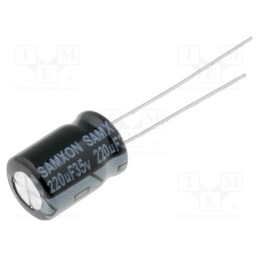 10 pcs x SAMXON - EKM227M1VF12RRSHP - Capacitor: electrolytic, THT, 220uF, 35VDC, Ø8x12mm, Pitch: 3.5mm