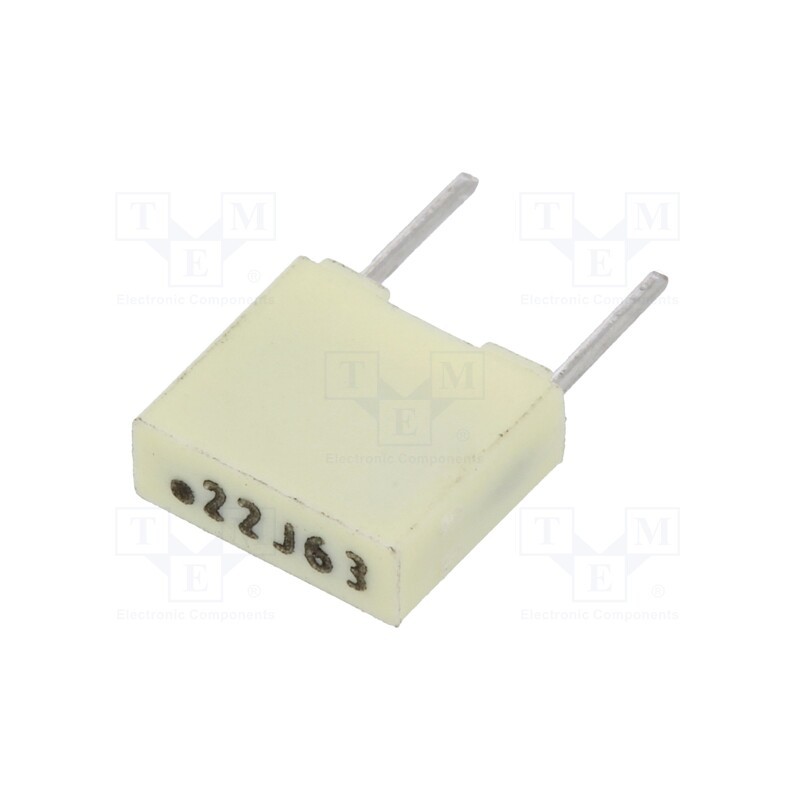 10 pcs x KEMET - R82DC3220AA60J - Capacitor: polyester, 220nF, 40VAC, 63VDC, 5mm, ±5%, 7.2x2.5x6.5mm