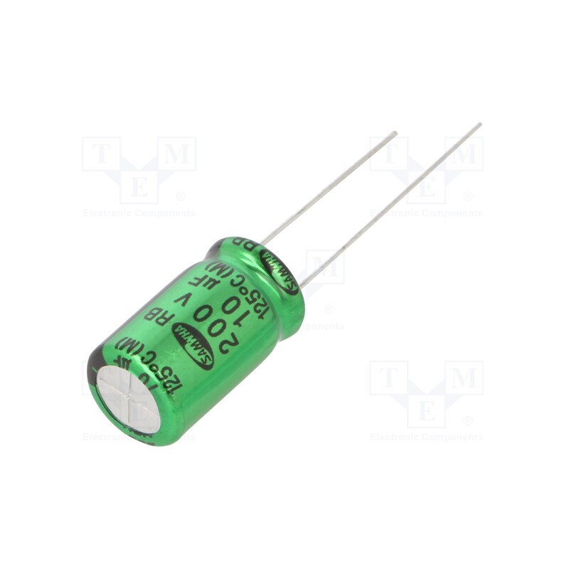 10 pcs x SAMWHA - RB2D106M10016BB - Capacitor: electrolytic, THT, 10uF, 200VDC, Ø10x16mm, ±20%, 1000h
