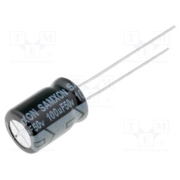 20 pcs x SAMXON - KM 100U/50V - Capacitor: electrolytic, THT, 100uF, 50VDC, Ø8x12mm, Pitch: 3.5mm