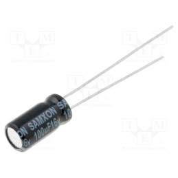 20 pcs x SAMXON - KM 100U/16V - Capacitor: electrolytic, THT, 100uF, 16VDC, Ø5x11mm, Pitch: 2mm