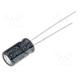 20 pcs x SAMXON - KM 47U/63V - Capacitor: electrolytic, THT, 47uF, 63VDC, Ø6.3x11mm, Pitch: 2.5mm