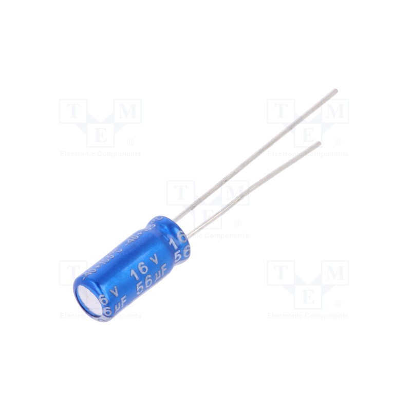 30 pcs x Jb Capacitors - JRG1C560M02000500110000B - Capacitor: electrolytic, THT, 56uF, 16VDC, Ø5x11mm, Pitch: 2mm, ±20%