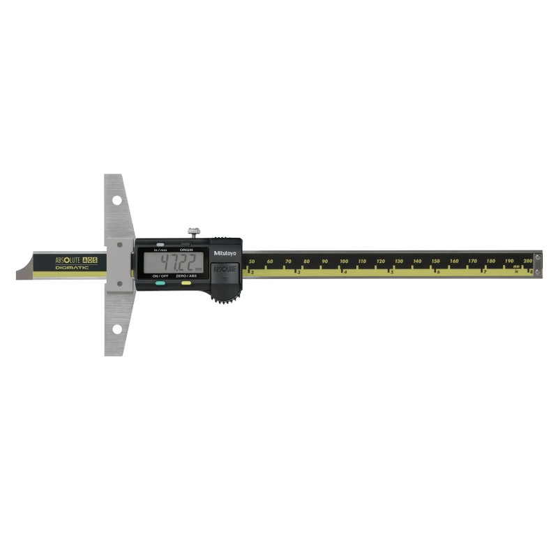 1 pcs - Mitutoyo 571-212-30 200mm Imperial & Metric Depth Gauge, Stainless Steel, With UKAS Calibration