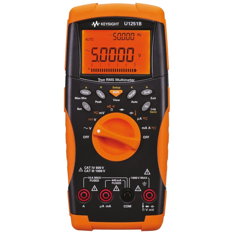 1 pcs - Keysight Technologies U1251B Handheld Digital Multimeter, True RMS, 10A ac Max, 10A dc Max, 1000V ac Max - RS Calibrated
