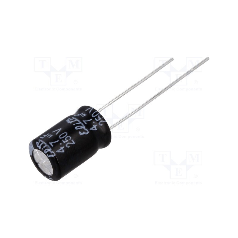 10 pcs x Elite - PF2E4R7MNN0812 - Capacitor: electrolytic, THT, 4.7uF, 250VDC, Ø8x11.5mm, ±20%, 2000h