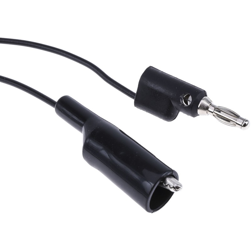 1 pcs - Mueller Electric Crocodile Clip Lead, 10A, 300V, Black, 1.5m Lead Length