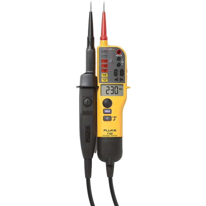 1 pcs - Fluke T130, LCD Voltage tester, 690V, Continuity Check, Battery Powered, CAT III 690V
