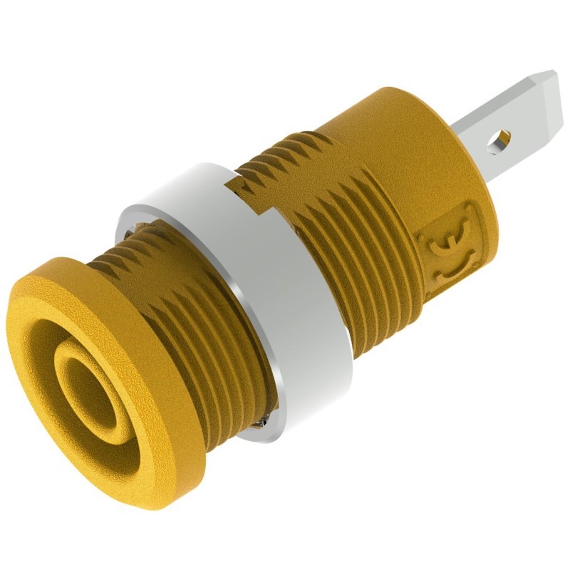 1 pcs - Electro PJP Yellow Female Banana Socket, Plug In Termination, 36A, 600 - 1000V