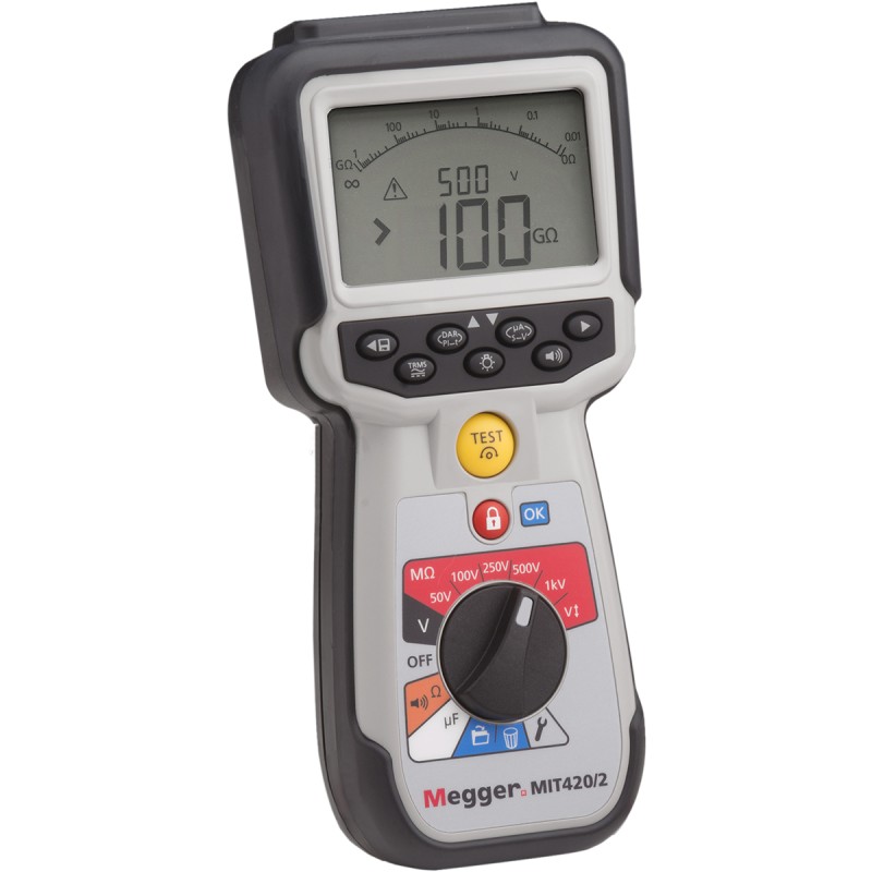 1 pcs - Megger MIT420 2 Insulation Tester, 10V Min, 1000V Max, 200GΩ Max, CAT IV - UKAS Calibration