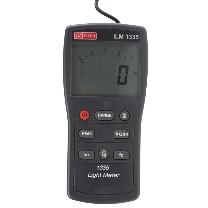 1 pcs - RS PRO ILM1335 Light Meter, 0lx to , ±3 % ± 0.5 Digit %, With RS Calibration