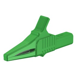 1 pcs - Staubli Crocodile Clip 4 mm Connection, Brass Contact, 32A, Green