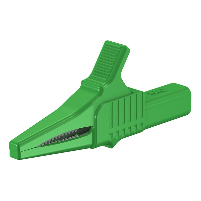 1 pcs - Staubli Crocodile Clip 4 mm Connection, Brass Contact, 32A, Green
