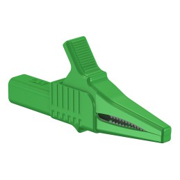 1 pcs - Staubli Crocodile Clip 4 mm Connection, Brass Contact, 32A, Green