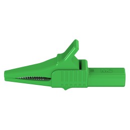 1 pcs - Staubli Crocodile Clip 4 mm Connection, Brass Contact, 32A, Green