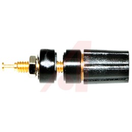 1 pcs - Mueller Electric 15A, Black Binding Post With Brass Contacts and Gold Plated - 9.53mm Hole Diameter