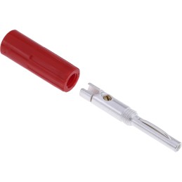 1 pcs - RS PRO Red Male Banana Connectors, 4 mm Connector, Crimp, Screw, Solder Termination, 16A, 50V, Nickel Plating