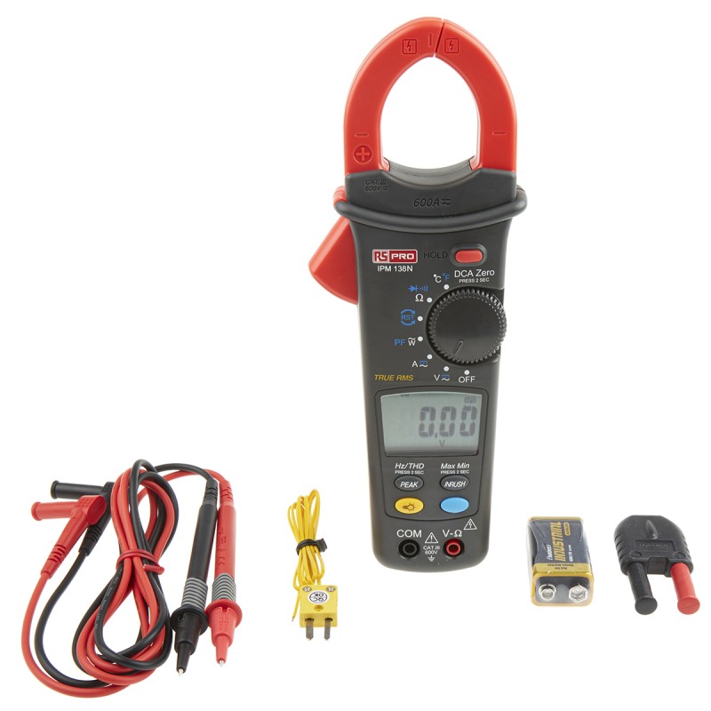 1 pcs - RS PRO IPM138N Clamp Meter, 600A dc, Max Current 600A ac CAT II 1000V With RS Calibration