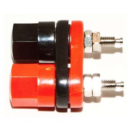1 pcs - Mueller Electric 15A, Black, Red Binding Post With Brass Contacts and Nickel Plated - 11.99mm Hole Diameter