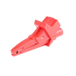 1 pcs - Schutzinger Crocodile Clip 4 mm Connection, Nickel-Plated Contact, 20A, Red