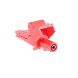 1 pcs - Schutzinger Crocodile Clip 4 mm Connection, Nickel-Plated Contact, 20A, Red