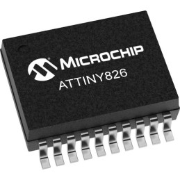 20 pcs - Microchip ATTINY826-XU, 12bit AVR Microcontroller MCU, ATTINY, 20MHz, 8 kB Flash, 20-Pin SSOP