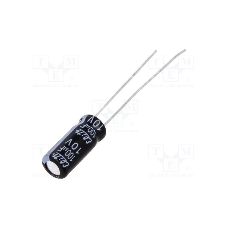 50 pcs x Elite - PF1A101MNN0511U - Capacitor: electrolytic, THT, 100uF, 10VDC, Ø5x11mm, Pitch: 2mm